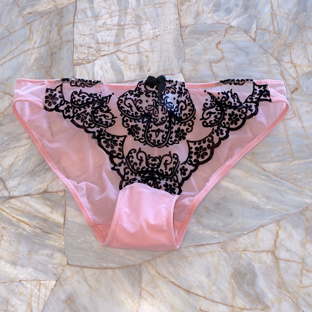 Victoria Secret Pink /Black Panty Bikini Small Vintage Y2K Rare 2010